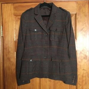 THEORY Wool Plaid Military Blazer